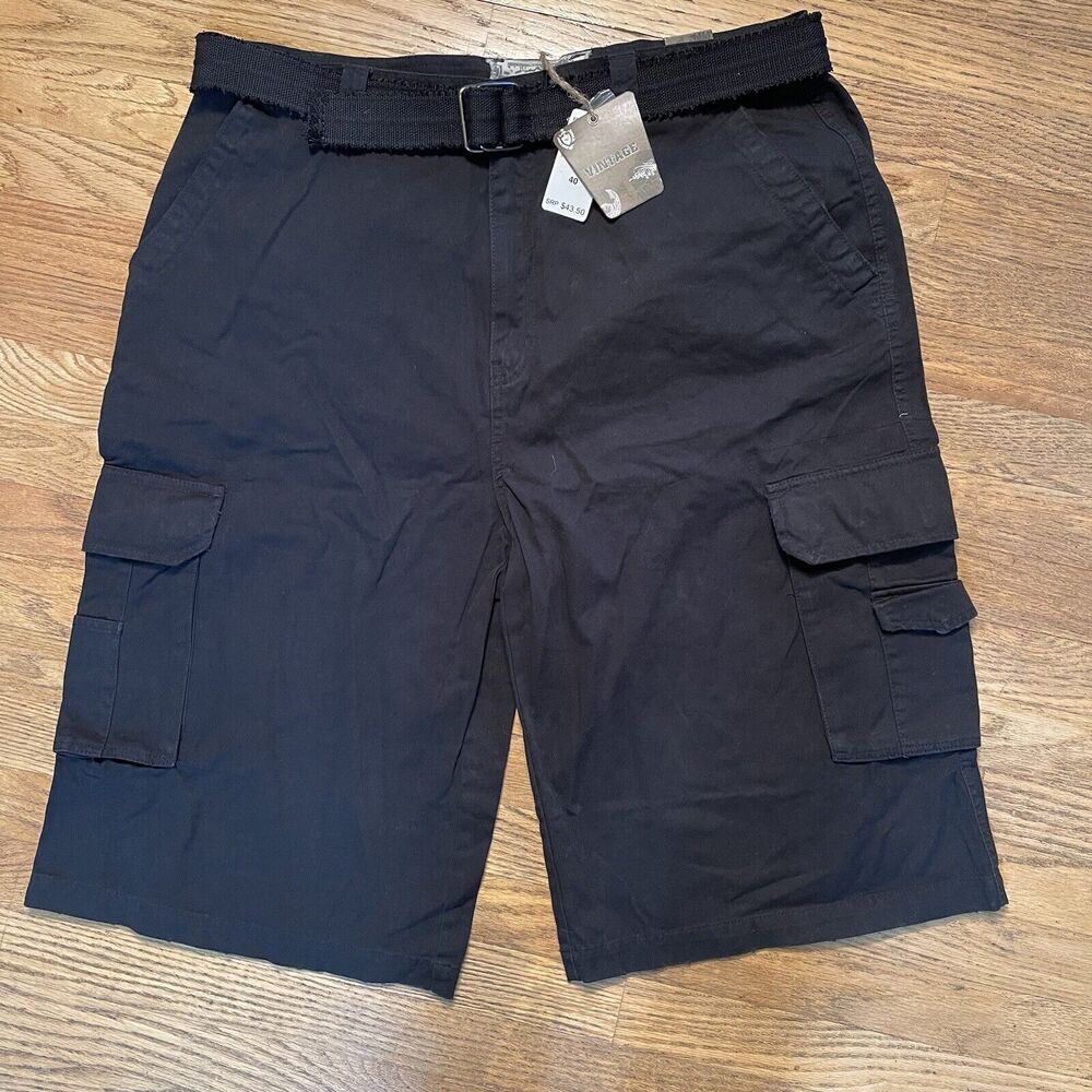 Belted Black Cargo Shorts Wide Leg Sz 40 NWT PJ Mark Vintage Y2K